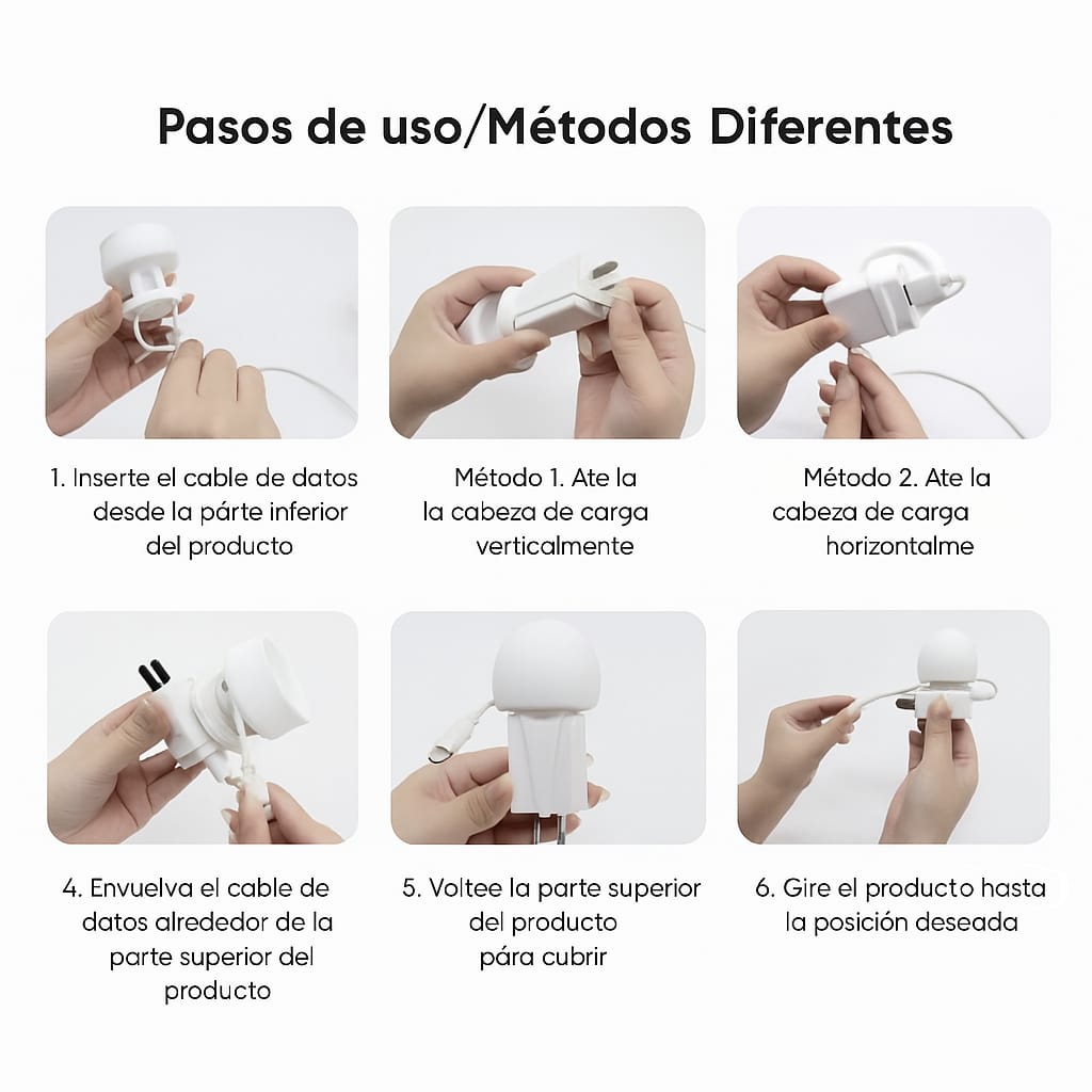 Enrollador de cargador portátil de silicona