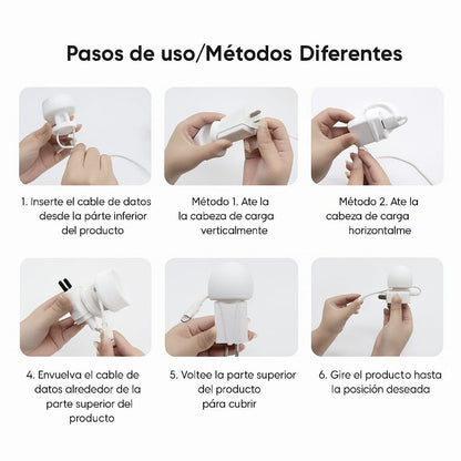 Enrollador de cargador portátil de silicona